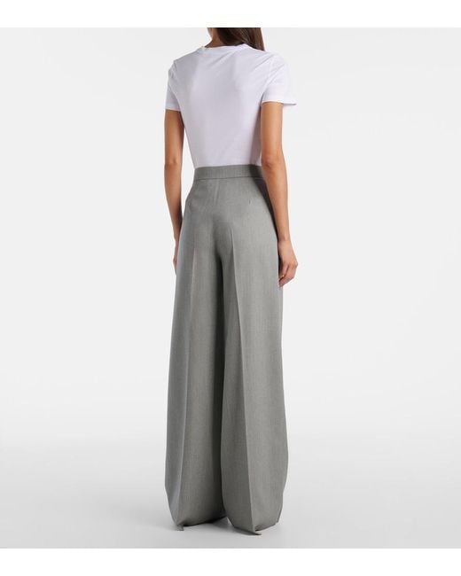 Max Mara Gray Baden Virgin Wool Wide-Leg Pants