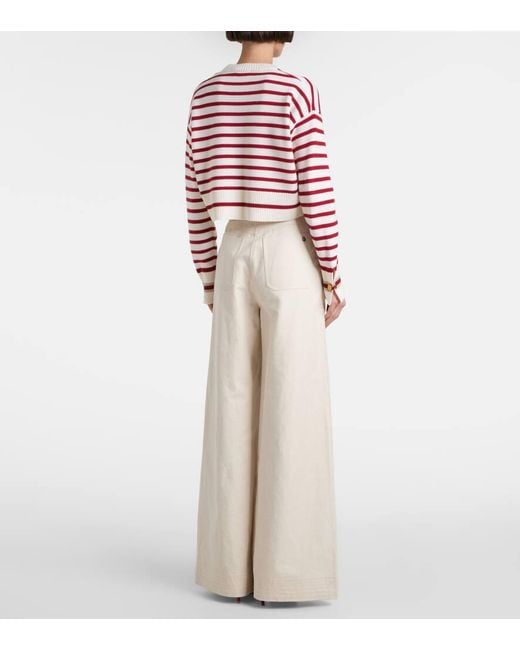 Max Mara Red Dorotea Striped Virgin Wool Sweater