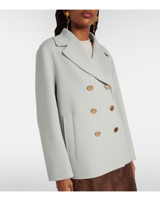 Max Mara Gray Margot Double-Breasted Virgin Wool Jacket