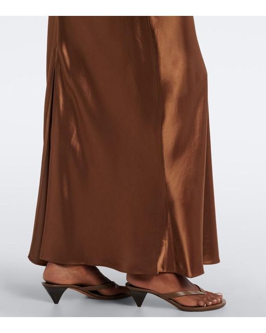 Staud Brown Cedence Beaded Satin Slip Dress