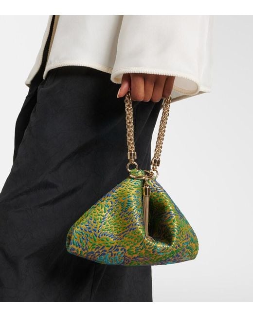 Jimmy Choo Callie Small Brocade Tote Bag in Green | Lyst UK
