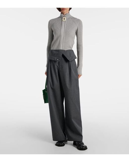 J.W. Anderson Gray High-Rise Wool Wide-Leg Pants