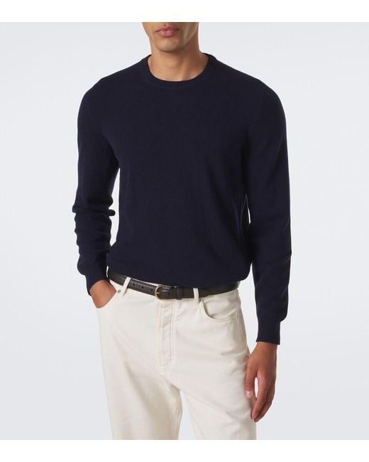Fedeli Blue Cashmere Sweater for men