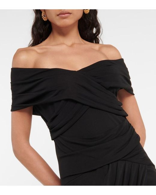 Diane von Furstenberg Black Off-Shoulder Jersey Minidress