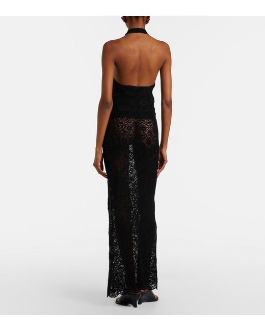 Nili Lotan Black Nika Crochet Cotton Maxi Skirt