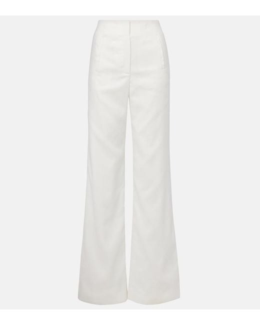 Veronica Beard White Jude Linen-Blend Wide-Leg Pants