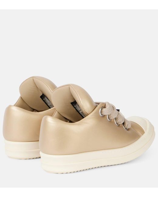 Rick Owens Natural Jumbolace Metallic Leather Sneakers