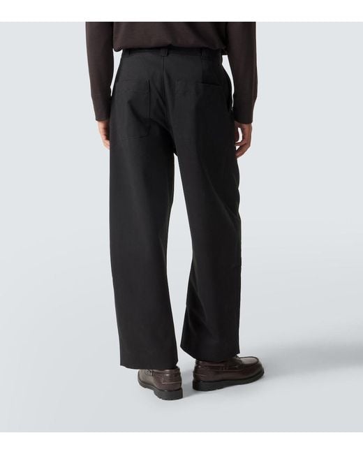 Studio Nicholson Black Sorte Cotton Wide-Leg Pants for men