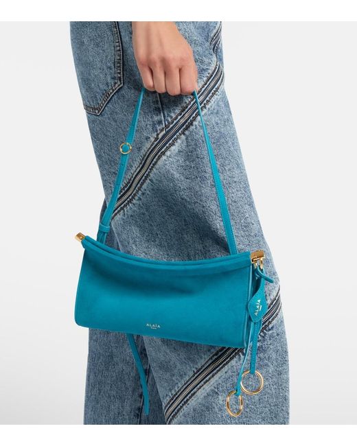 Alaïa Blue Le Click Small Suede Shoulder Bag