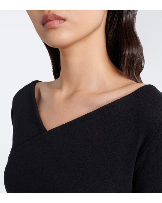 Alaïa Black Cotton-Blend Crepe Wrap Top