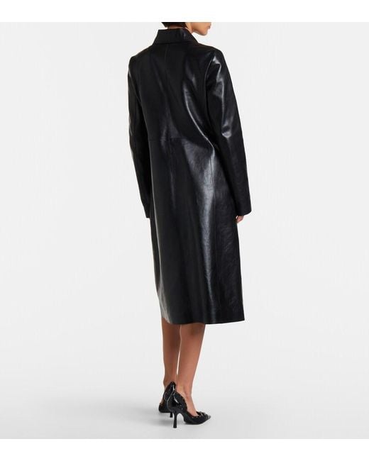 Abrigo Interlocking G De Piel Gucci de color Black