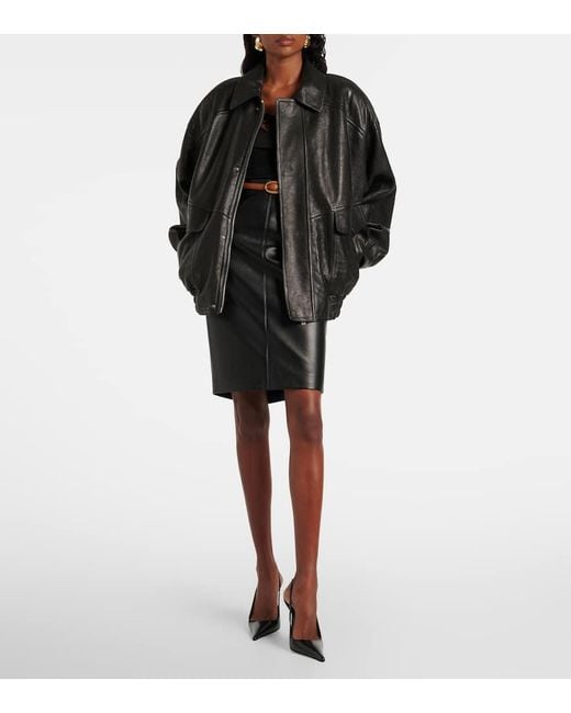 Saint Laurent Black Top Aus Rippstrick Mit Spitze