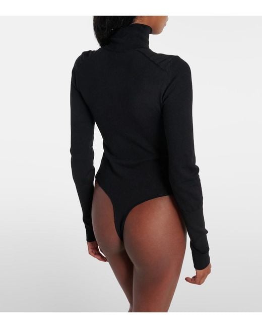 Khaite Black Thea Wool-Blend Bodysuit