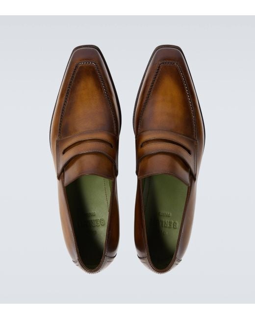 Berluti Brown Andy Leather Loafers for men