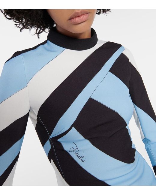 Emilio Pucci Blue Midikleid Iride Aus Jersey