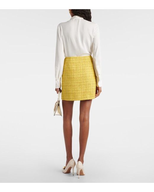 Valentino Yellow Vgold Tweed Miniskirt