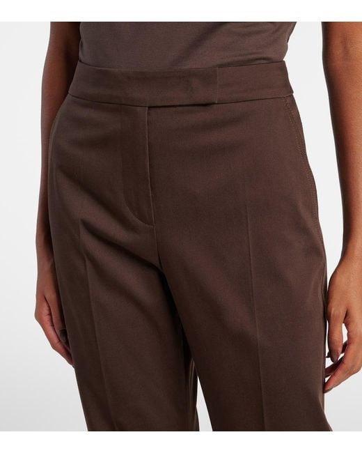 Pantalon Okra Raccourci En Coton Max Mara en coloris Brown