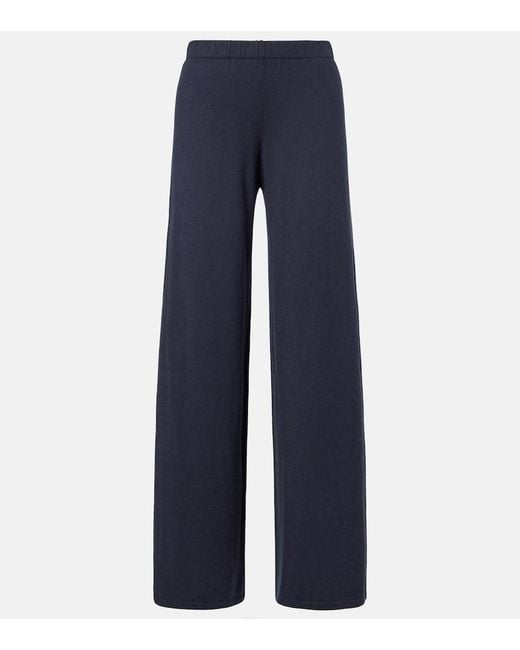 Lisa Yang Blue Aina Cotton And Cashmere Wide-Leg Pants