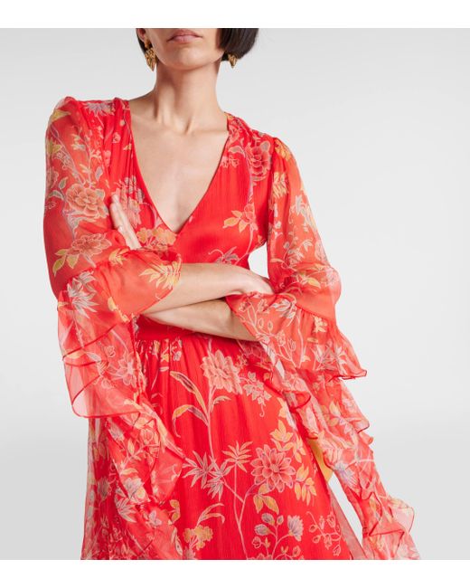 Etro Red Floral Silk Gown