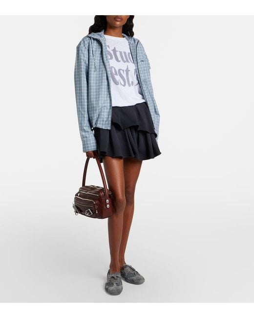 Acne Blue Cotton-Blend Miniskirt
