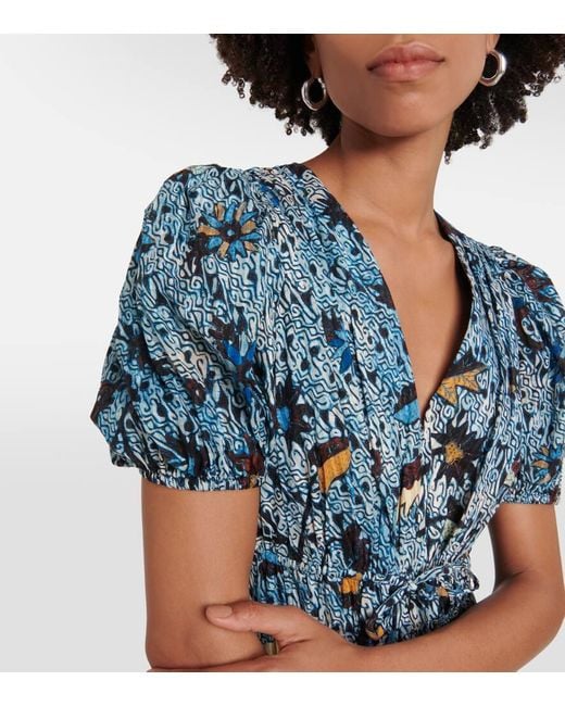 Abito Midi Thelma Con Stampa di Ulla Johnson in Blue