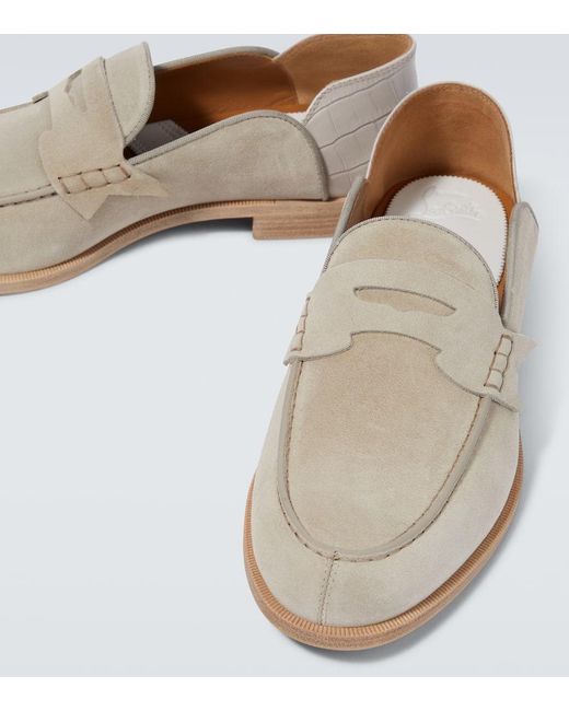 Mocasines Penny No Back de ante y piel Christian Louboutin de hombre de color Natural