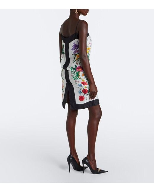 Gucci White Flora Silk Twill Minidress