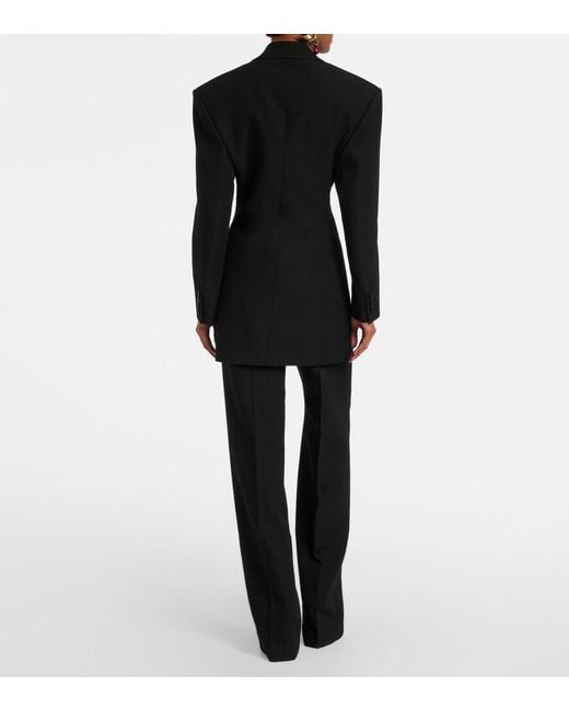 Saint Laurent Black Pleated Virgin Wool Straight Pants