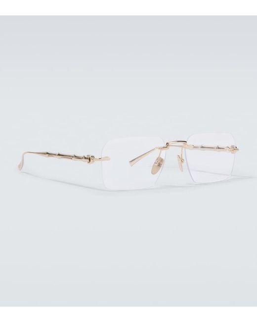 Gucci White Bamboo Round Glasses for men