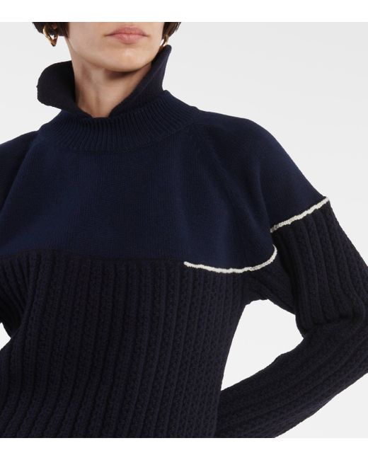 Victoria Beckham Blue Double-collar Wool Sweater