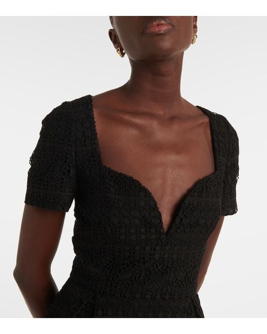 Elie Saab Black Macrame Midi Dress