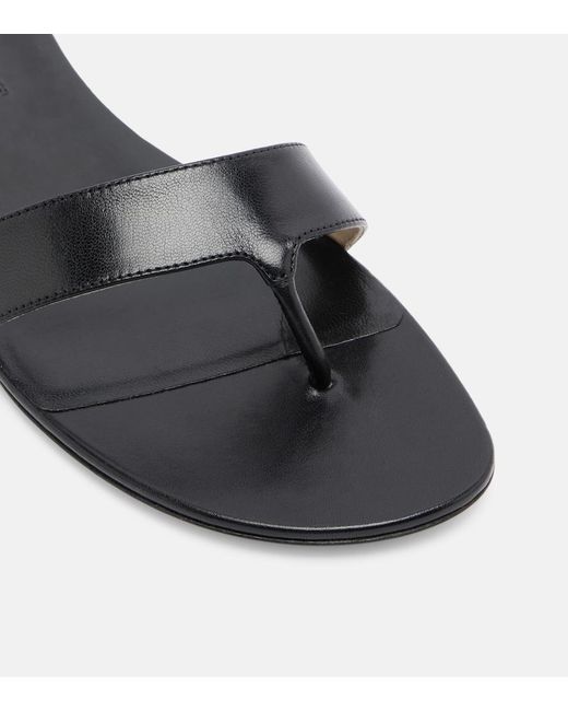 Christen Black Helix Leather Thong Sandals