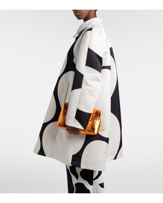 Dries Van Noten Natural Polka-Dot Double-Breasted Satin Coat