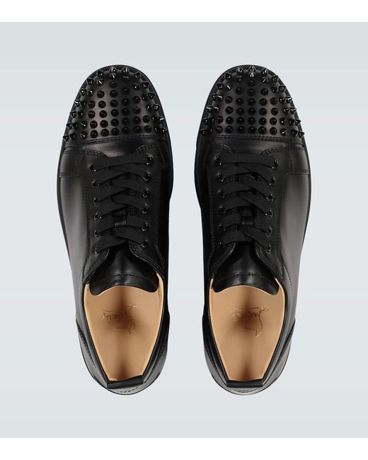 Christian Louboutin Black Louis Junior Spikes Leather Sneaker for men