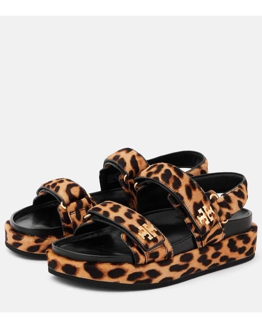 Tory Burch Brown Kira Leopard Print Sandals