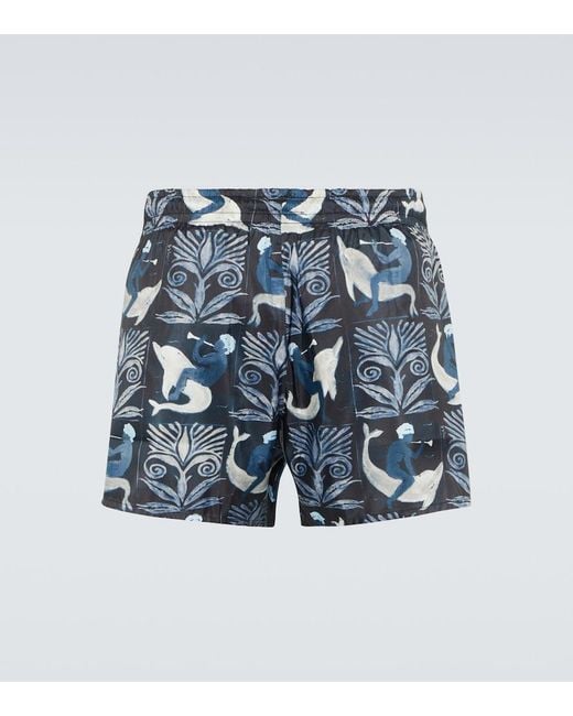 Shorts De Bano Estampados Commas de hombre de color Blue