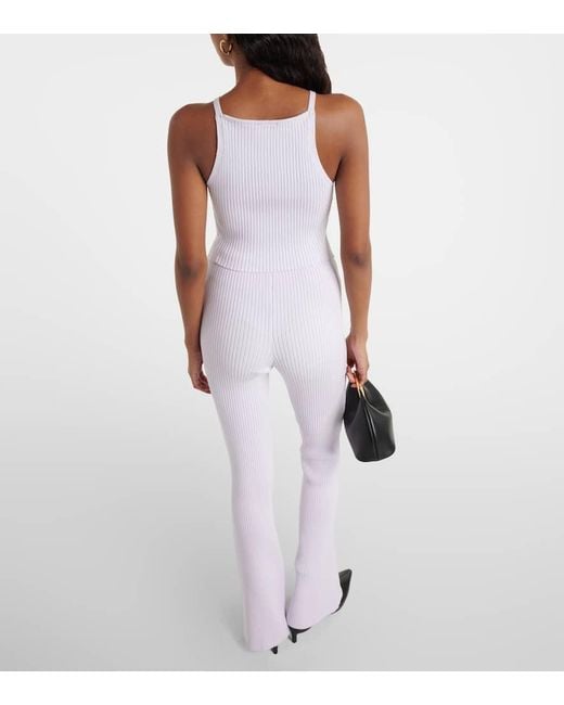 Courreges White Logo Ribbed-Knit Tank Top