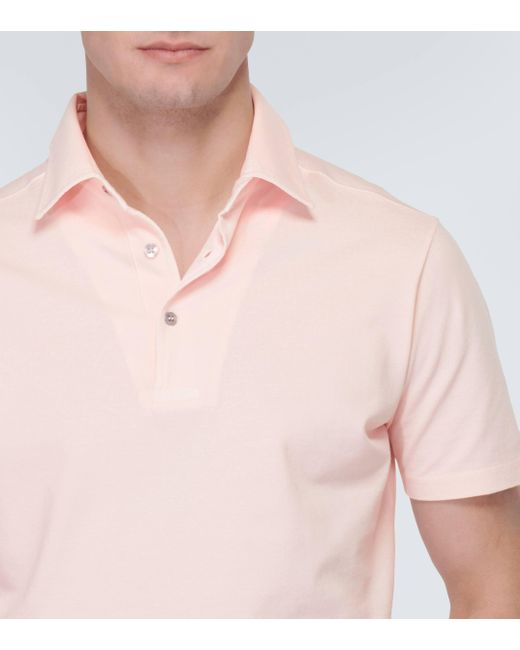 Loro Piana Pink Cotton Pique Polo Shirt for men