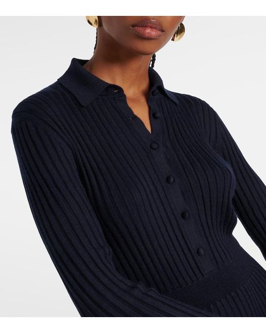 Gabriela Hearst Blue Ardor Silk And Cashmere Midi Dress