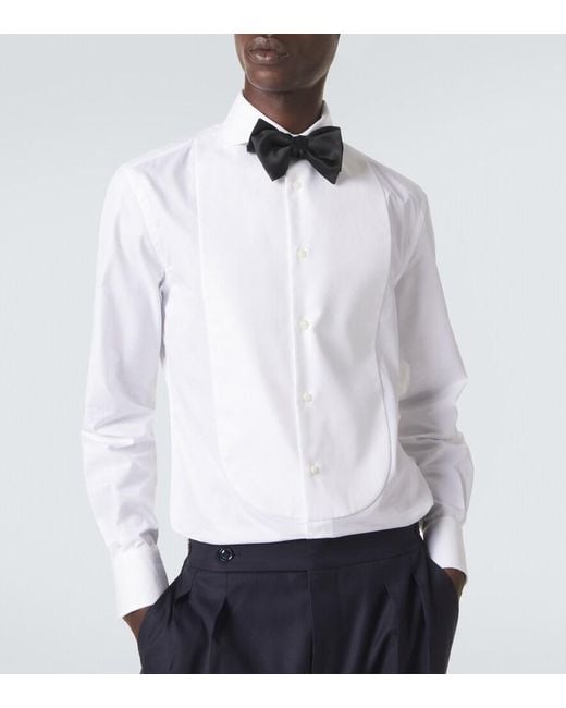 Brunello Cucinelli White Cotton Tuxedo Shirt for men
