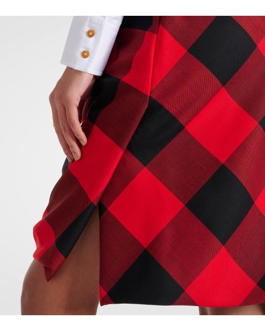 Vivienne Westwood Red Drunken Drape Virgin Wool Midi Skirt