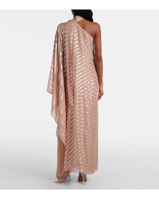 Taller Marmo Pink Petra One-Shoulder Fil Coupe Maxi Dress