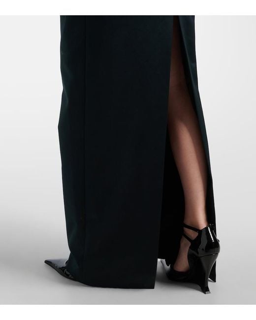 Magda Butrym Black Crochet-Trimmed Satin Bustier Gown