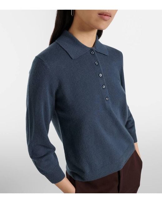 Vince Blue Cashmere And Silk Polo Sweater