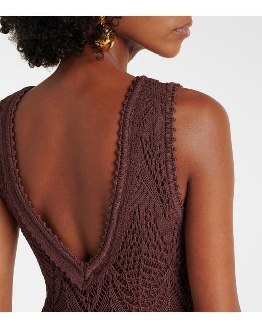 Staud Purple Roan Open-Knit Midi Dress