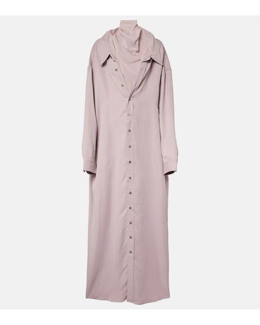 Y. Project Pink Turtleneck Mesh-Trimmed Shirt Dress
