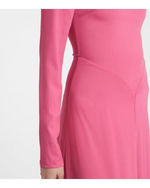 ROTATE BIRGER CHRISTENSEN Pink Ruffled Chiffon Maxi Dress