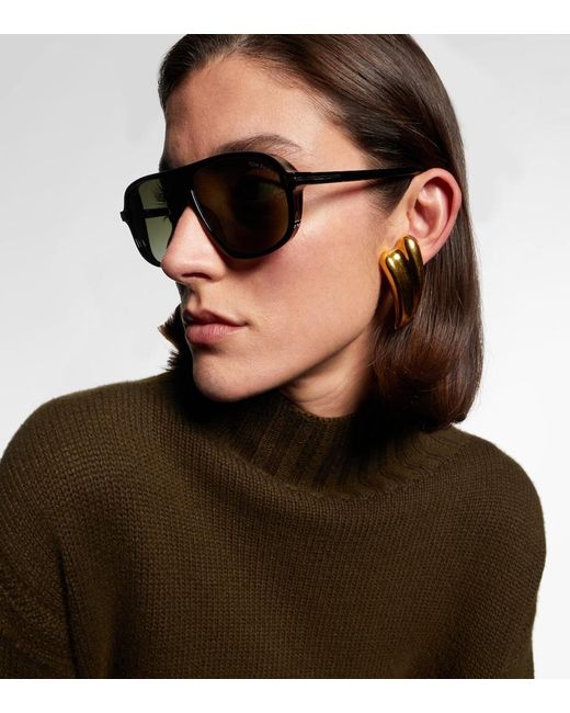 Tom Ford Green Guillaume Aviator Sunglasses
