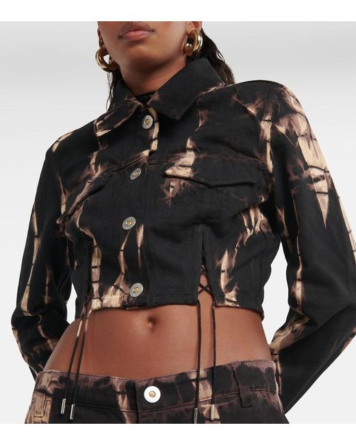 Dion Lee Black Tie-Dye Cropped Denim Jacket