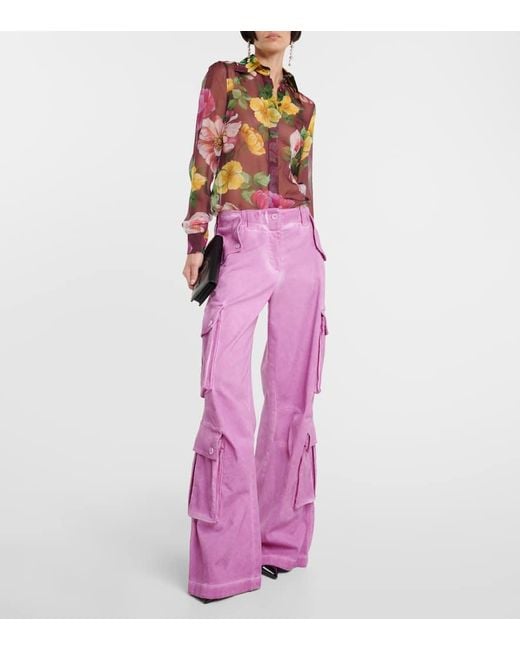 Dolce & Gabbana Pink Weite Cargohose Aus Baumwolle